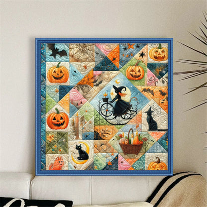 Puzzle Pumpkin Witch - 11CT Stamped Cross Stitch 45*45CM