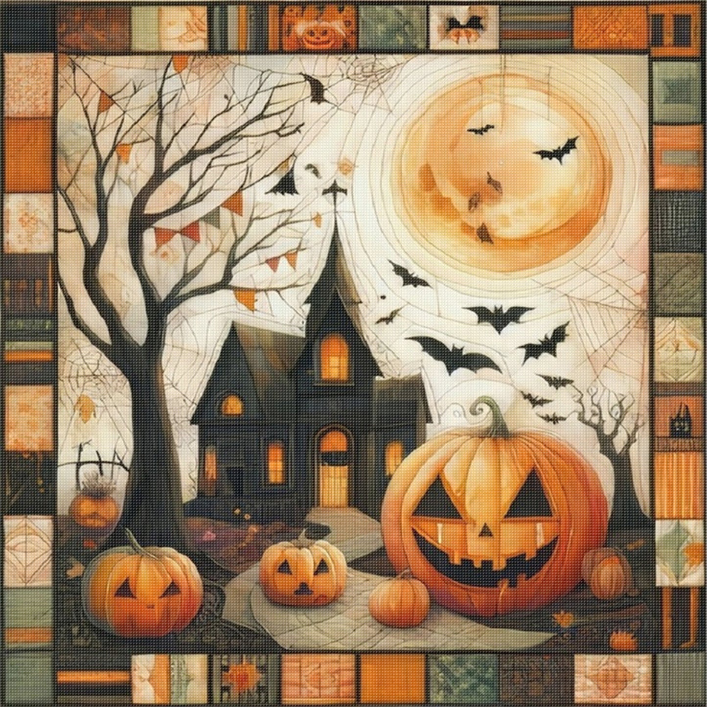 Puzzle Pumpkin Cottage - 11CT Stamped Cross Stitch 45*45CM