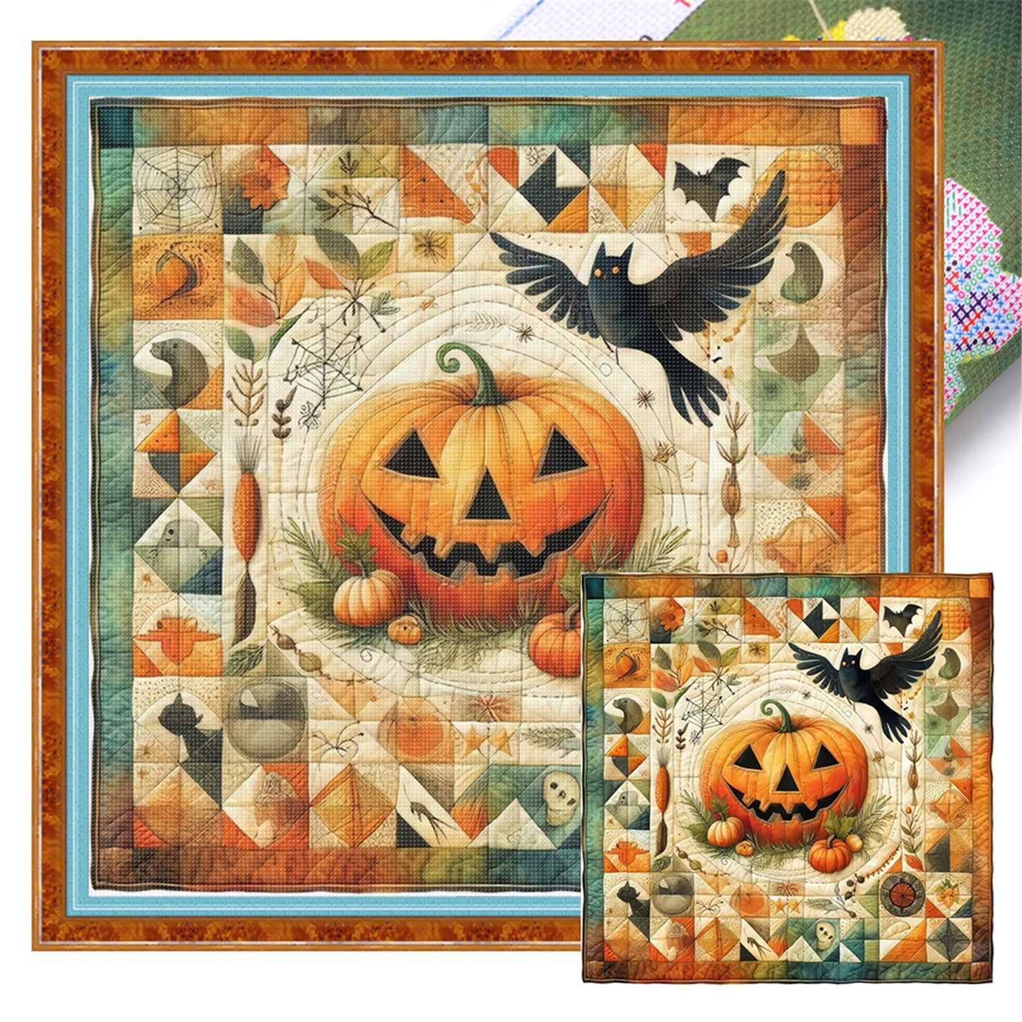 Puzzle Pumpkin Witch - 11CT Stamped Cross Stitch 45*45CM