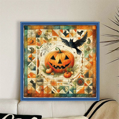 Puzzle Pumpkin Witch - 11CT Stamped Cross Stitch 45*45CM