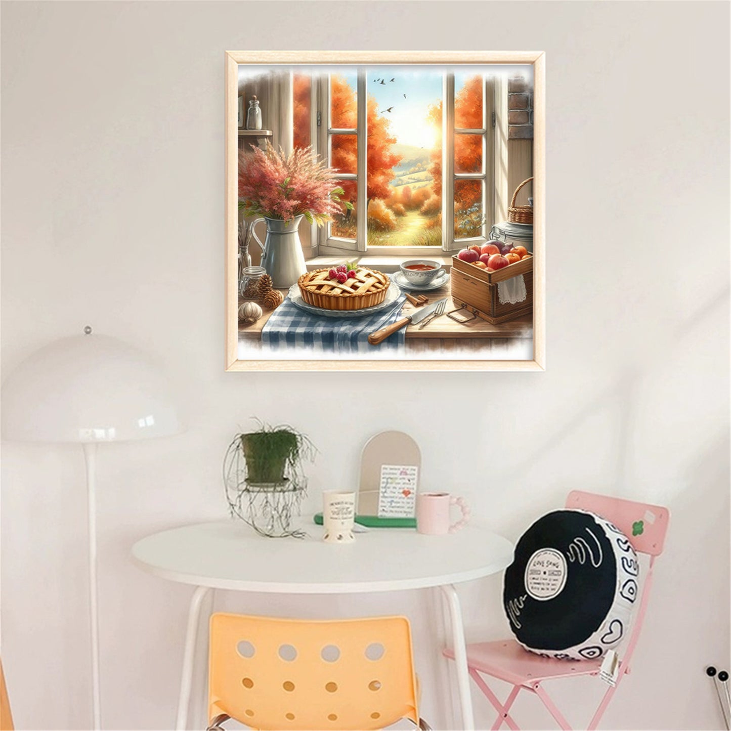 Autumn Window Scene - 11CT Stamped Cross Stitch 45*45CM