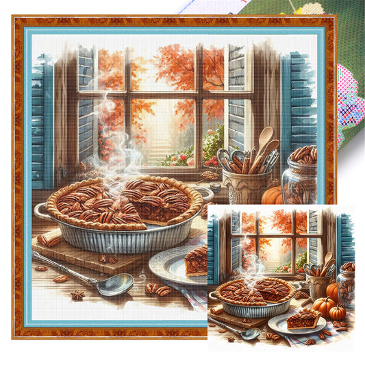 Autumn Window Scene - 11CT Stamped Cross Stitch 45*45CM