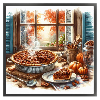 Autumn Window Scene - 11CT Stamped Cross Stitch 45*45CM