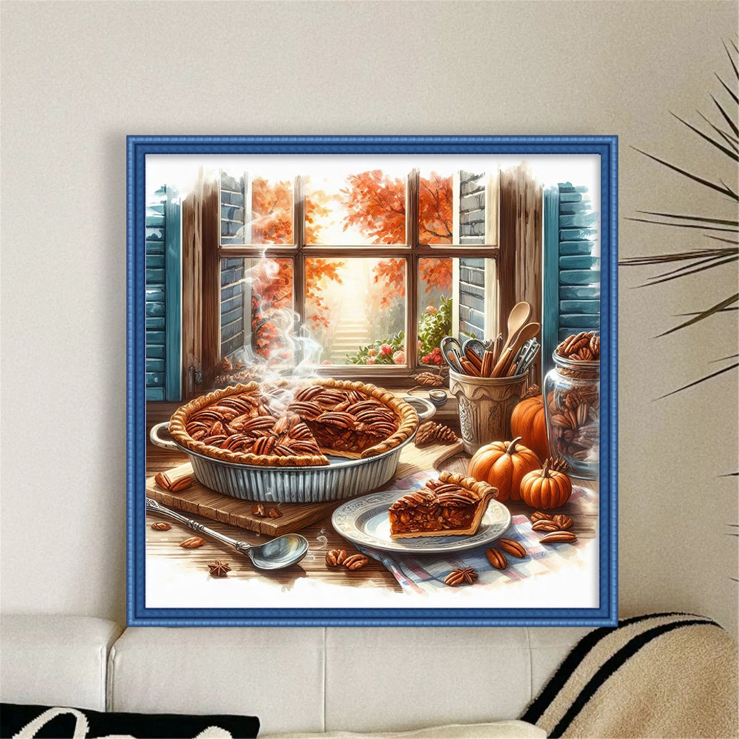 Autumn Window Scene - 11CT Stamped Cross Stitch 45*45CM