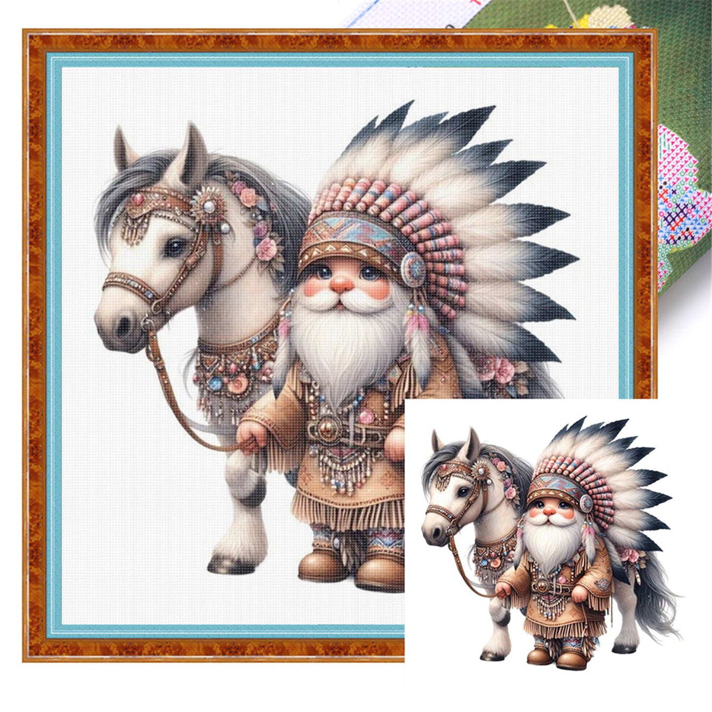 Indian Boy And Horse - 11CT Stamped Cross Stitch 40*40CM
