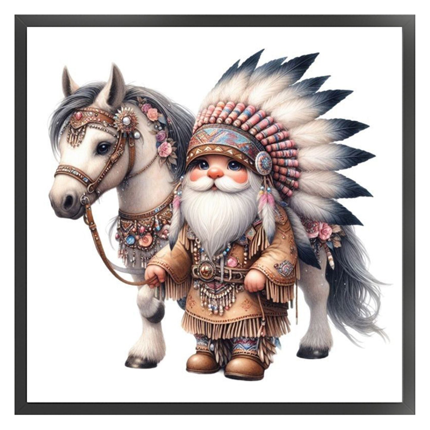 Indian Boy And Horse - 11CT Stamped Cross Stitch 40*40CM
