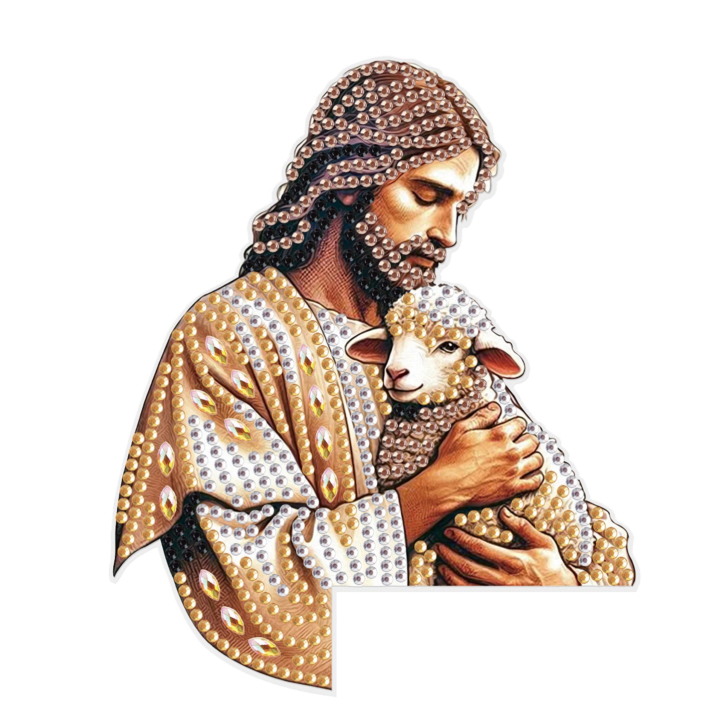 2Pcs DIY Diamond Art Door Corner Pendants Acrylic Door Decoration (Jesus)