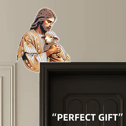 2Pcs DIY Diamond Art Door Corner Pendants Acrylic Door Decoration (Jesus)