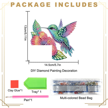 2Pcs DIY Diamond Art Door Corner Pendants Acrylic Door Decoration (Hummingbird)