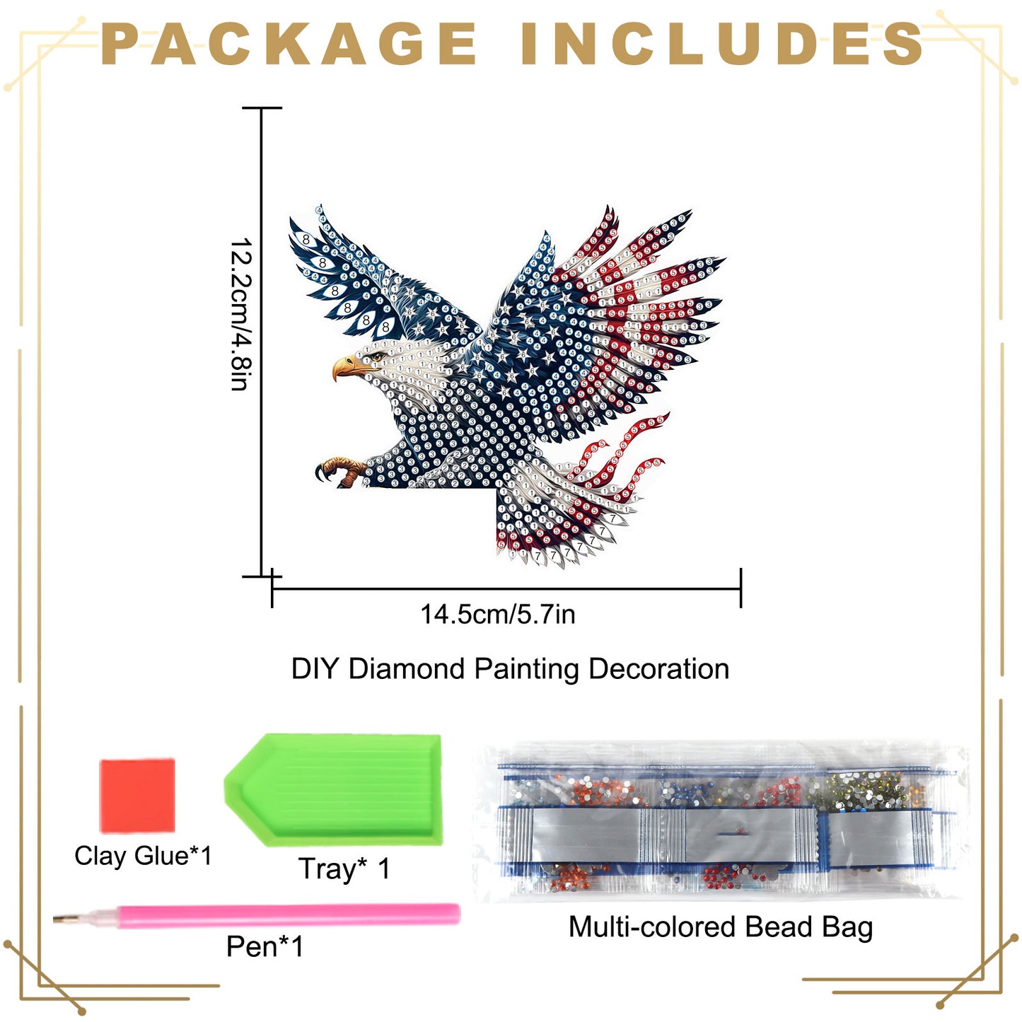 2Pcs DIY Diamond Art Door Corner Pendants Acrylic Door Decoration (Eagle)