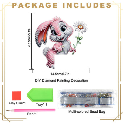 2Pcs DIY Diamond Art Door Corner Pendants Acrylic Door Decoration (Bunny)