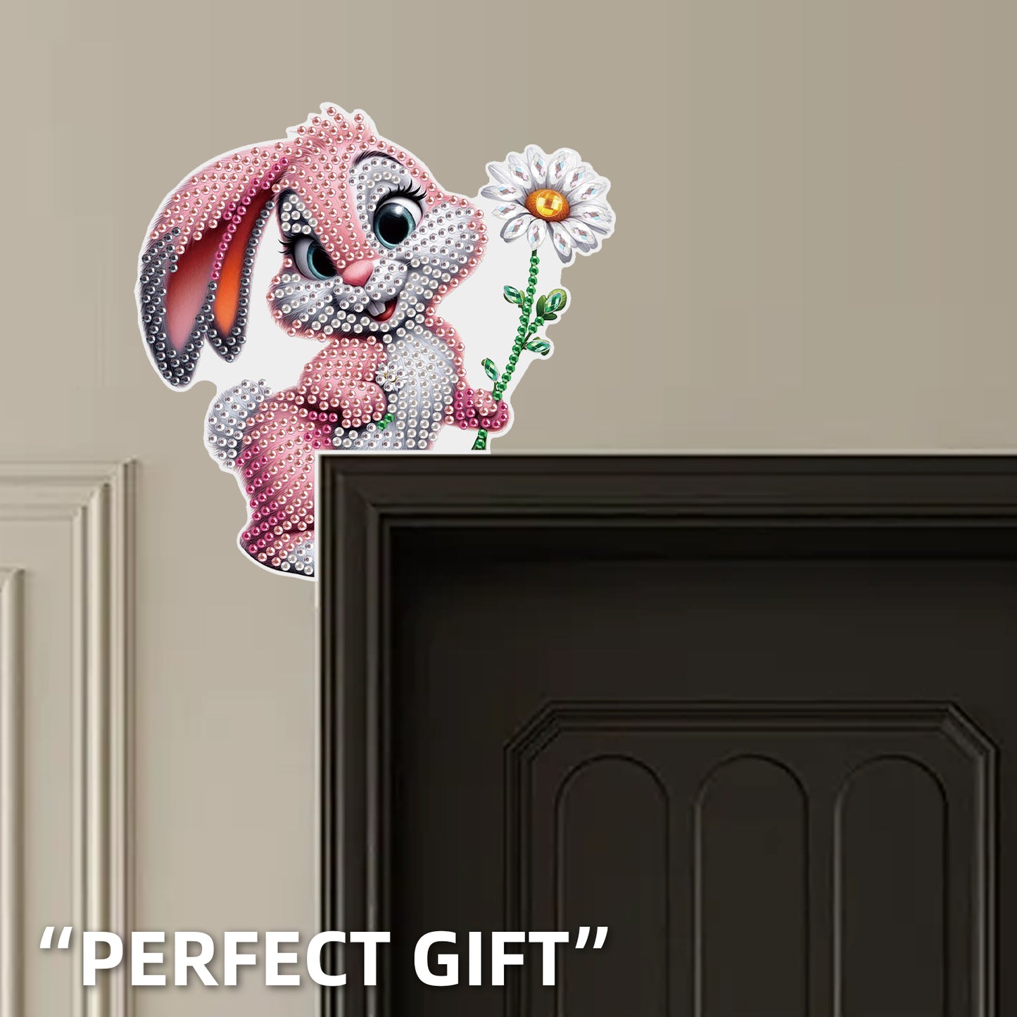 2Pcs DIY Diamond Art Door Corner Pendants Acrylic Door Decoration (Bunny)