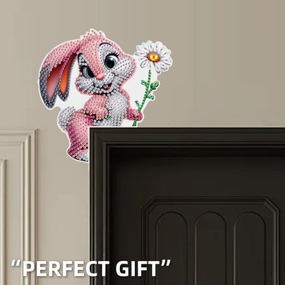2Pcs DIY Diamond Art Door Corner Pendants Acrylic Door Decoration (Bunny)