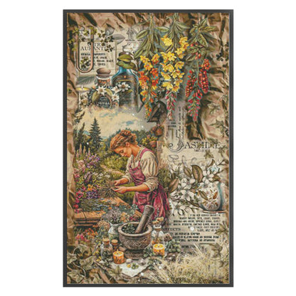 Perfume Making Woman - 14CT Stamped Cross Stitch 65*100CM(Egyptian cotton)(Fairy Brand)