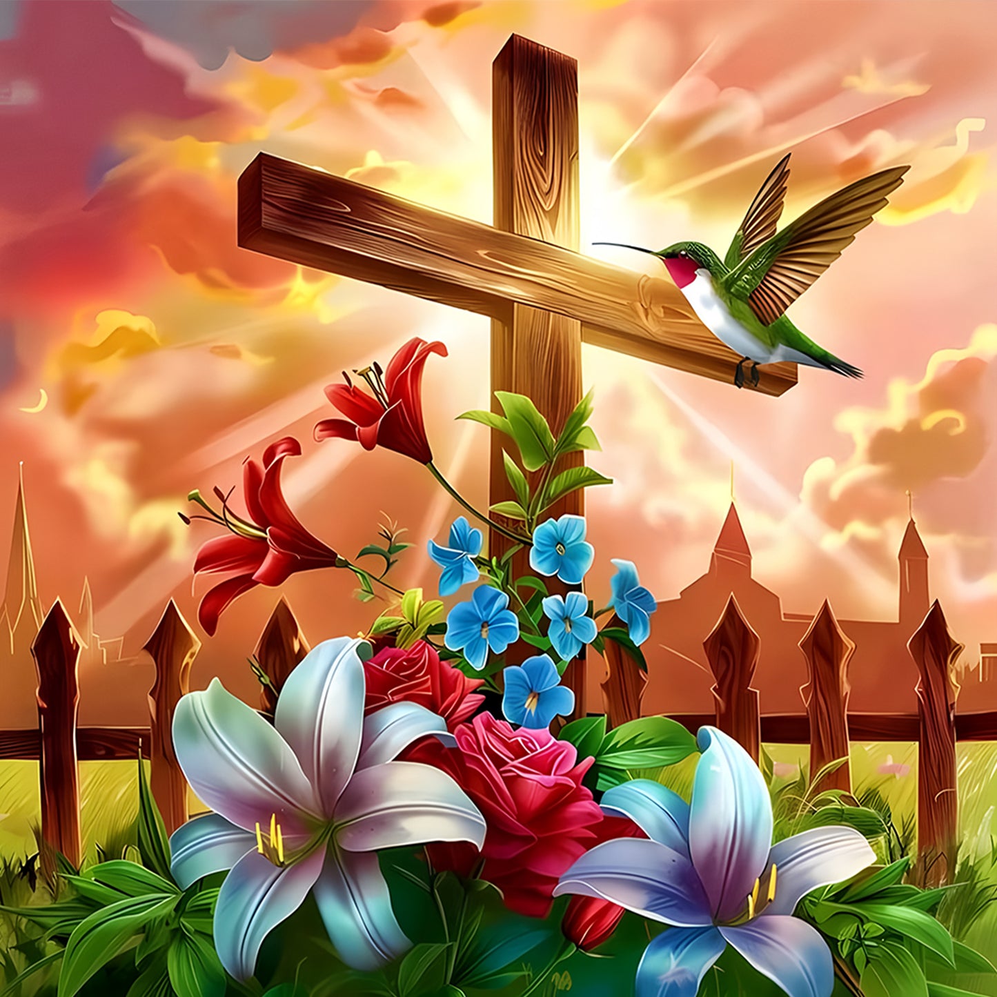 Religious Cross - Full Round Drill Diamond Painting 30*30CM