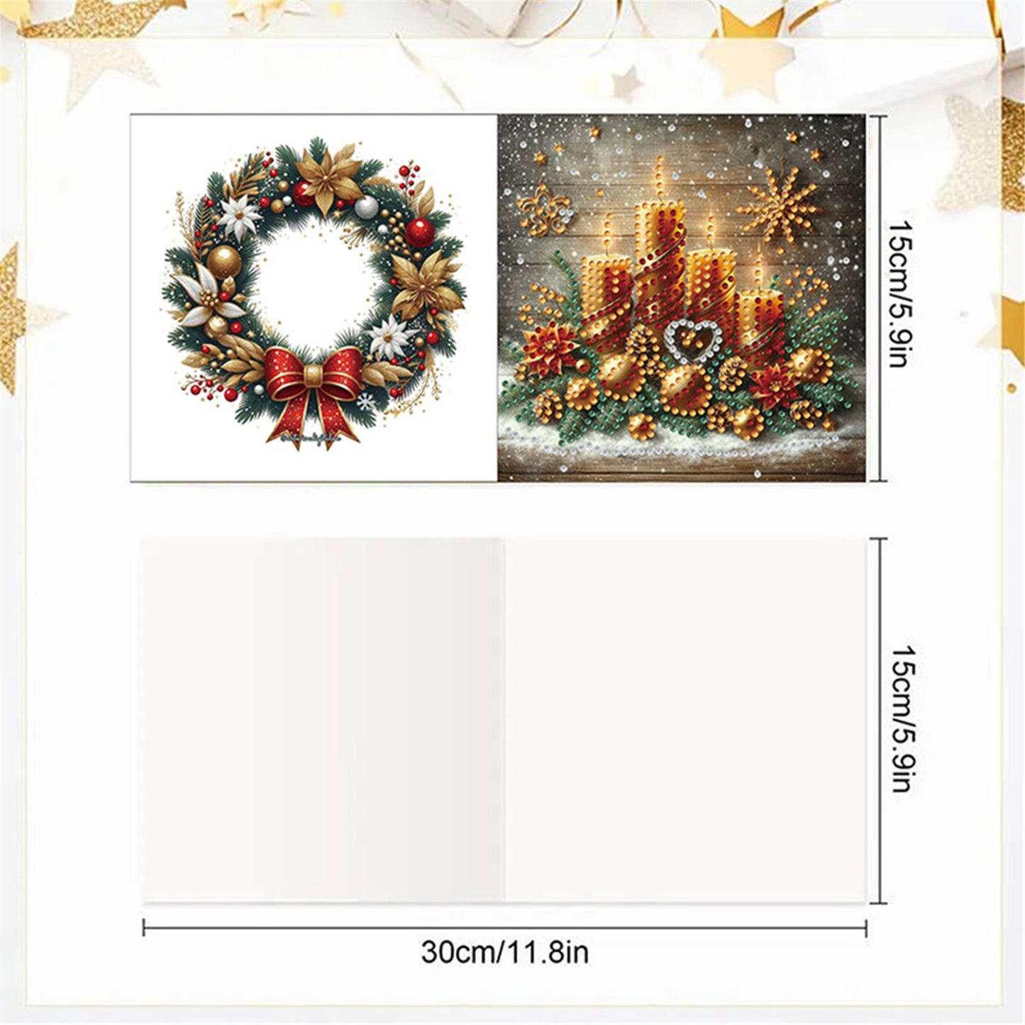 6pcs DIY Christmas Candle Diamond Art Greeting Cards for Holiday Blessings