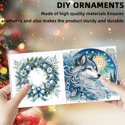 6pcs DIY Wolf Diamond Art Greeting Cards for Holiday Blessings Gifts Cards