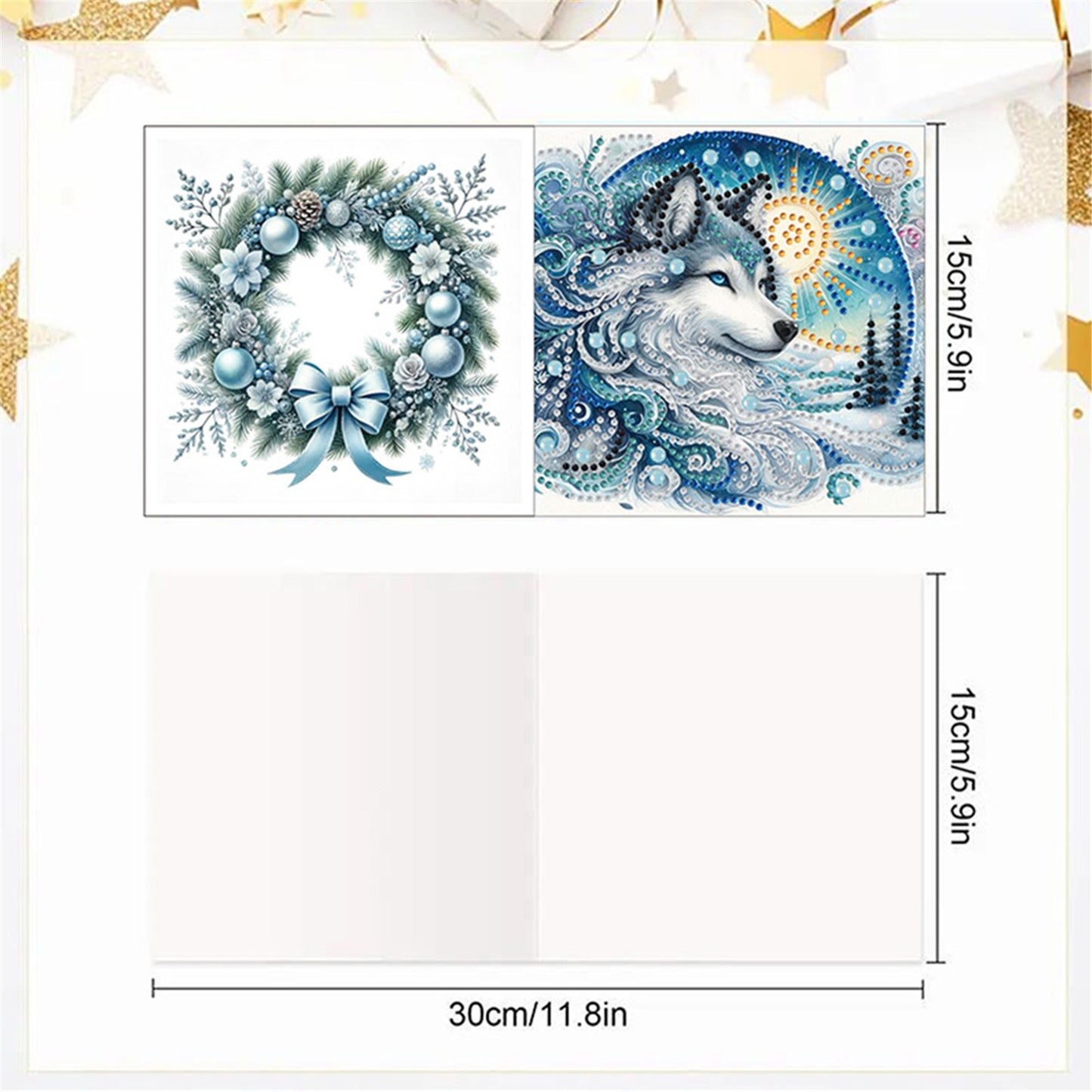 6pcs DIY Wolf Diamond Art Greeting Cards for Holiday Blessings Gifts Cards