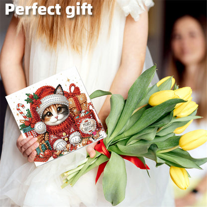 6pcs DIY Cat Dog Diamond Art Greeting Cards for Holiday Blessings Gifts