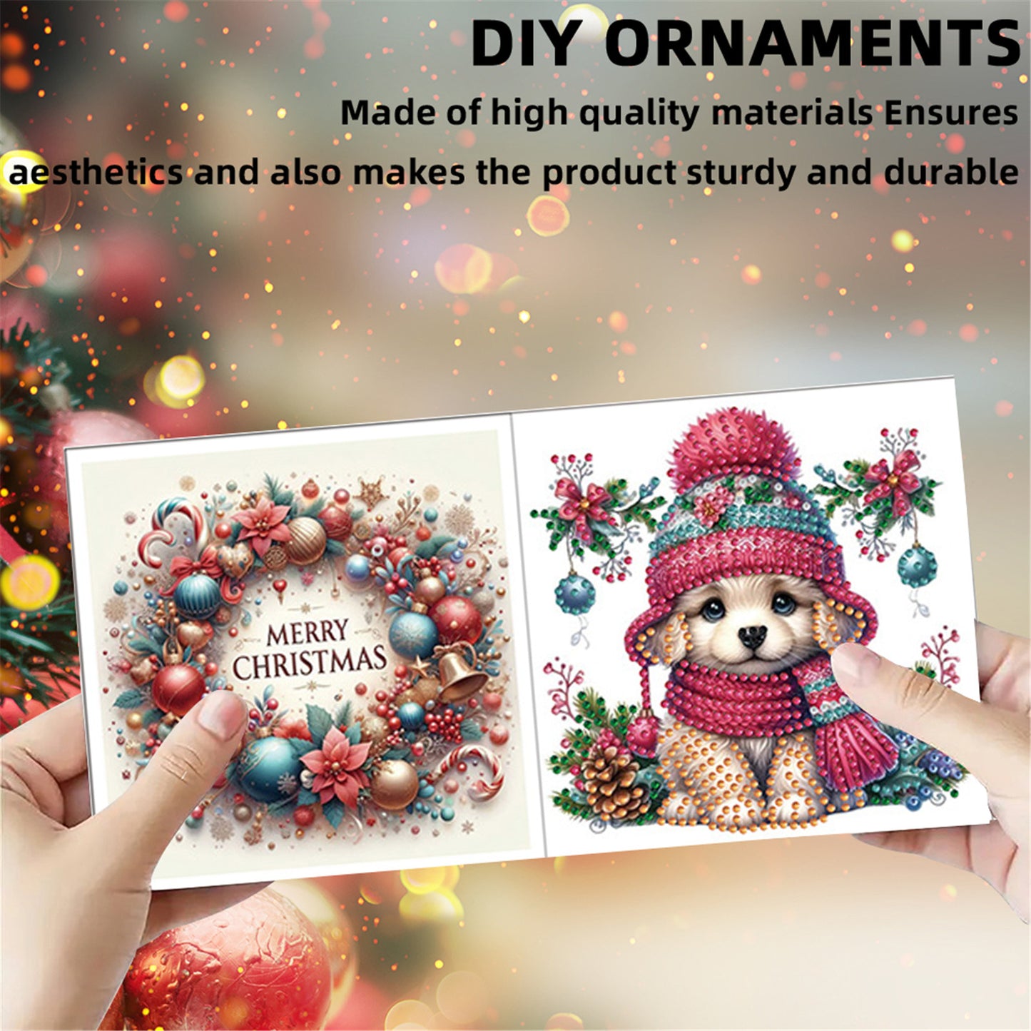 6pcs DIY Cat Dog Diamond Art Greeting Cards for Holiday Blessings Gifts