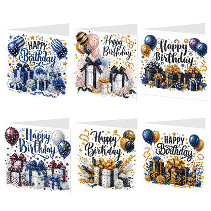 6pcs DIY Birthday Diamond Art Greeting Cards for Birthday Blessings Gifts