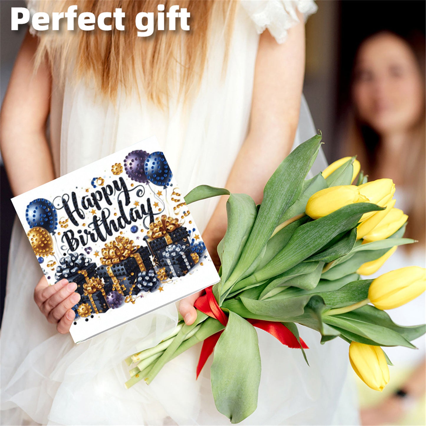 6pcs DIY Birthday Diamond Art Greeting Cards for Birthday Blessings Gifts