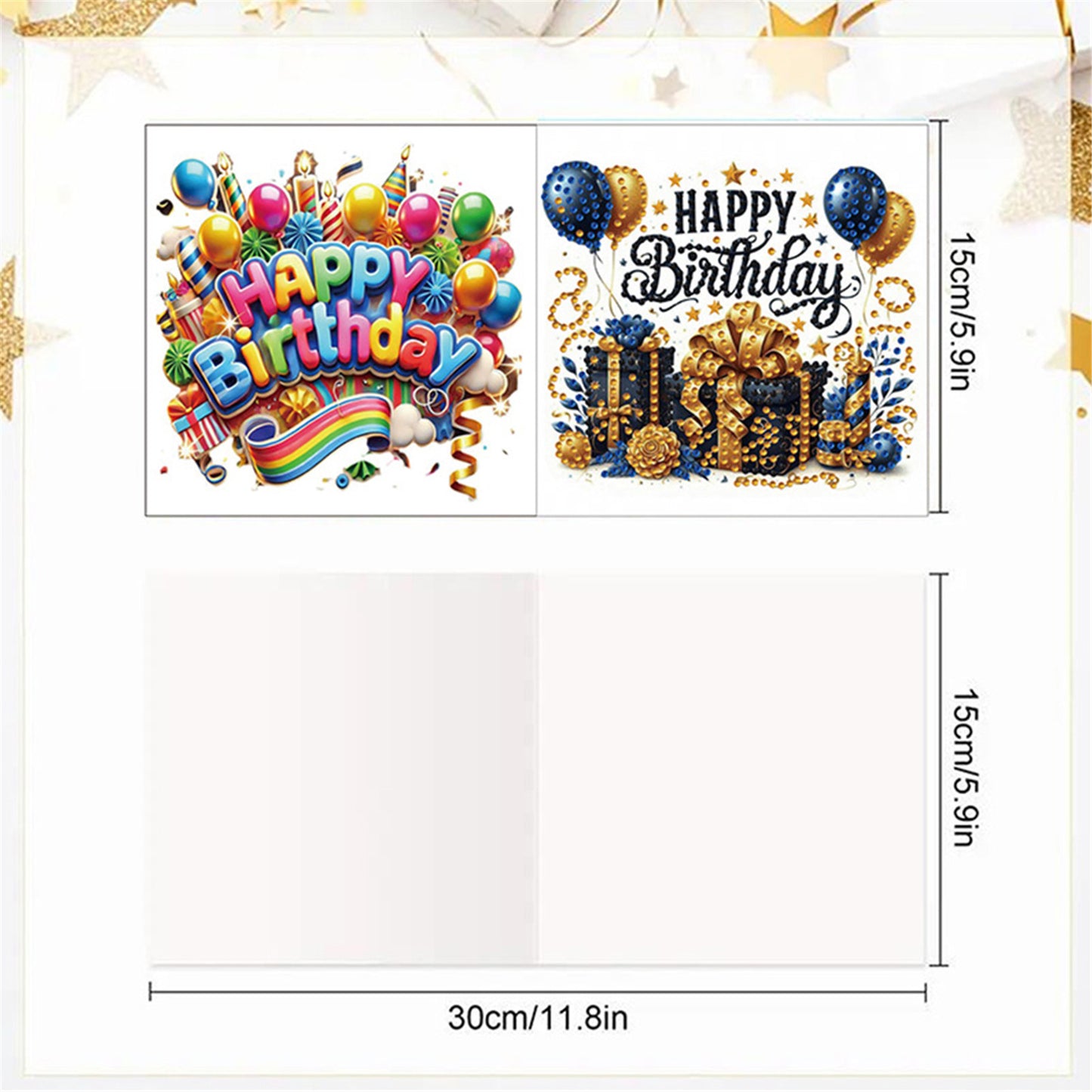 6pcs DIY Birthday Diamond Art Greeting Cards for Birthday Blessings Gifts