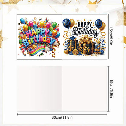 6pcs DIY Birthday Diamond Art Greeting Cards for Birthday Blessings Gifts