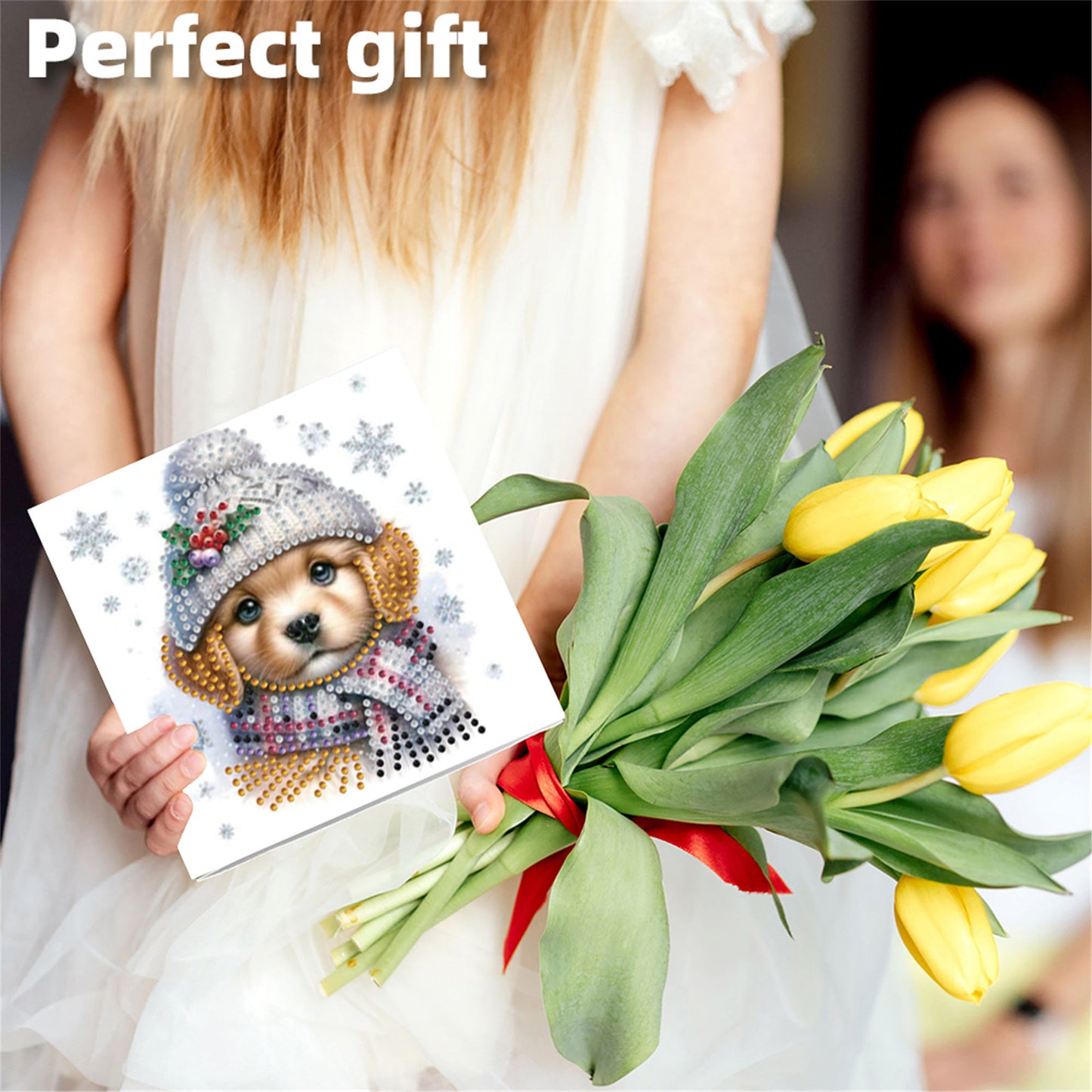 6pcs DIY Dog Diamond Art Greeting Cards for Holiday Blessings Gifts Cards