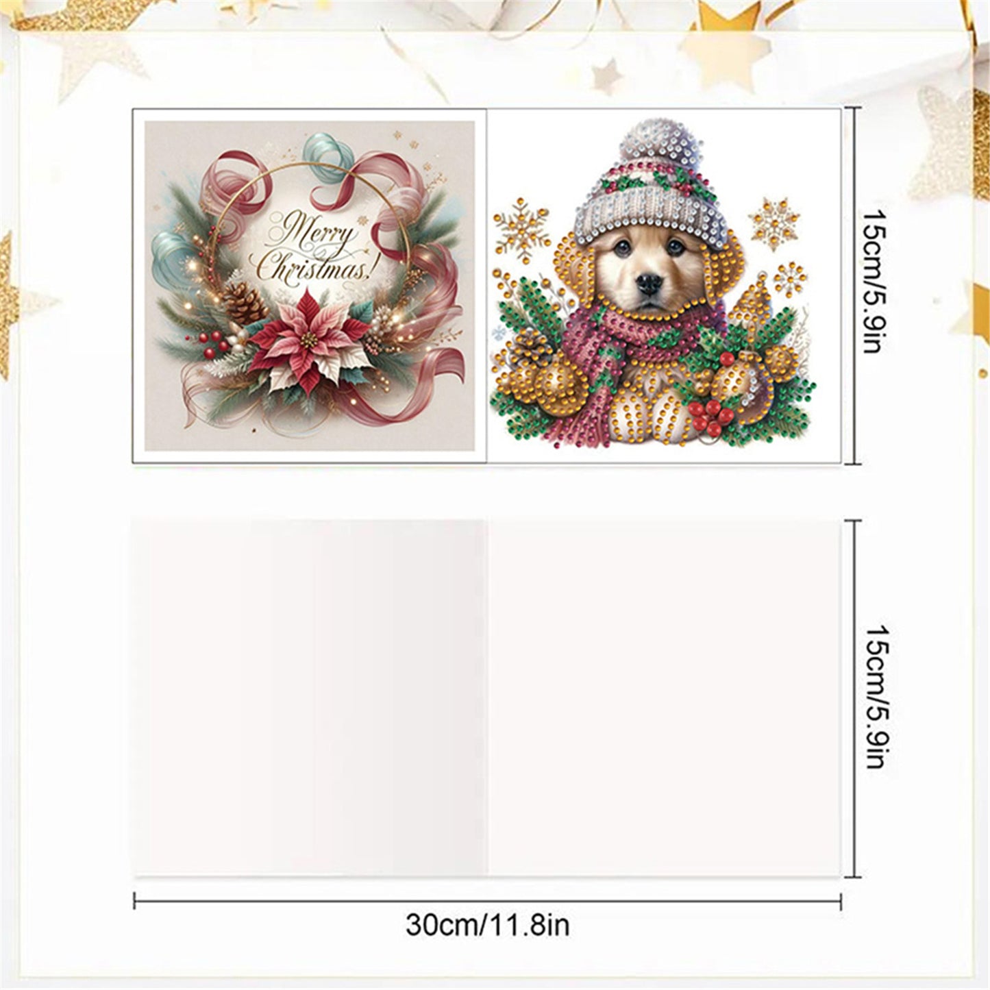 6pcs DIY Dog Diamond Art Greeting Cards for Holiday Blessings Gifts Cards