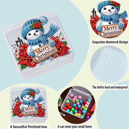 DIY Diamond Painting Storage Box Snowman Clear Plastic Case for Small Items
