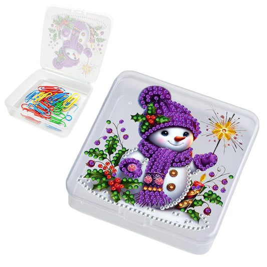 DIY Diamond Painting Storage Box Snowman Clear Plastic Case for Small Items