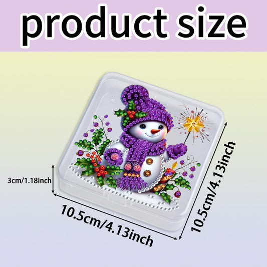 DIY Diamond Painting Storage Box Snowman Clear Plastic Case for Small Items