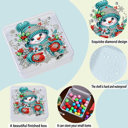 DIY Diamond Painting Storage Box Snowman Clear Plastic Case for Small Items