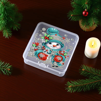 DIY Diamond Painting Storage Box Snowman Clear Plastic Case for Small Items