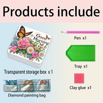 DIY Diamond Painting Storage Box Flower Butterfly Clear Organizer for Small Item