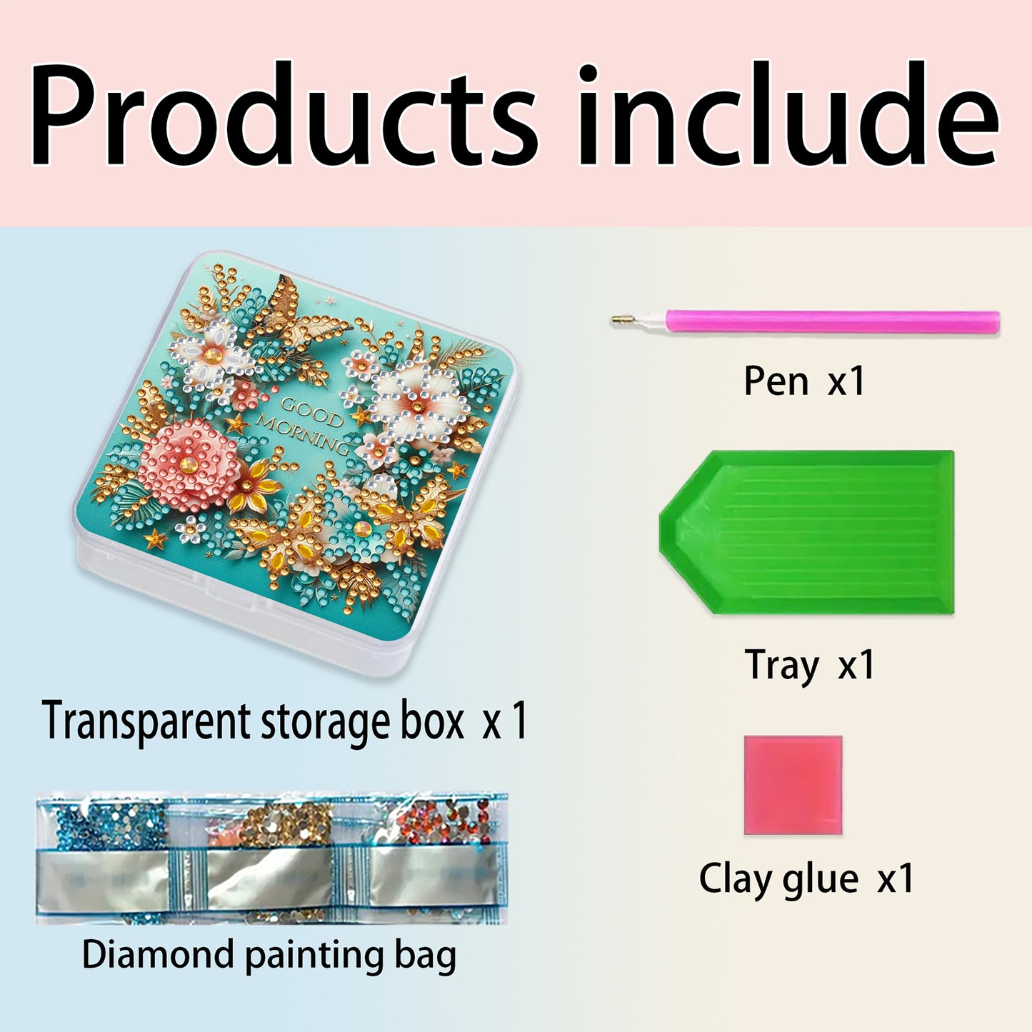 DIY Diamond Painting Storage Box Flower Butterfly Clear Organizer for Small Item