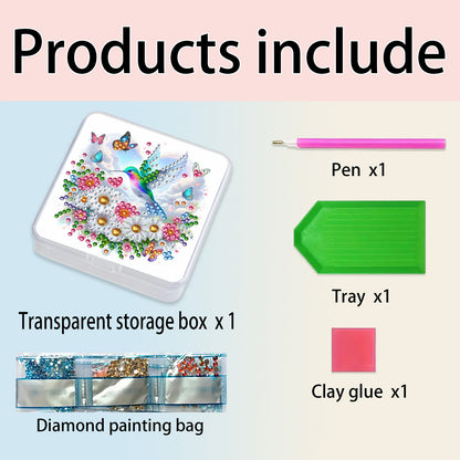 DIY Diamond Painting Storage Box Flower Bird Clear Plastic Case for Small Items