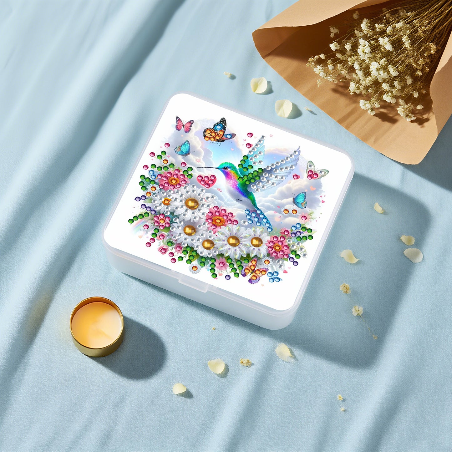 DIY Diamond Painting Storage Box Flower Bird Clear Plastic Case for Small Items