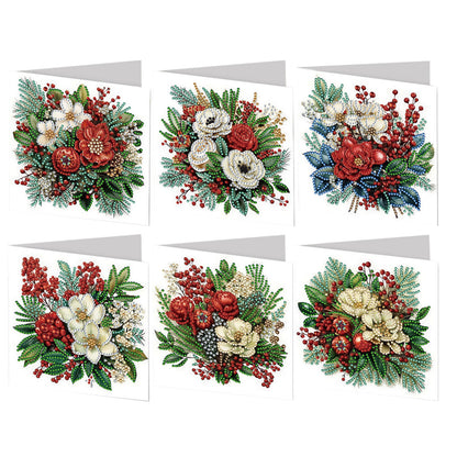 6pcs DIY Flowers Diamond Art Greeting Cards Thank You Cards and Holiday Blessing