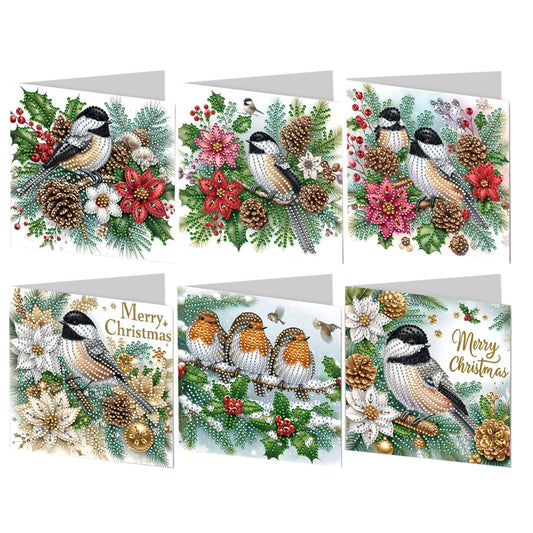 6pcs DIY Birds Diamond Art Greeting Cards Thank You Cards and Holiday Blessings