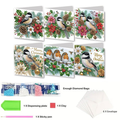 6pcs DIY Birds Diamond Art Greeting Cards Thank You Cards and Holiday Blessings