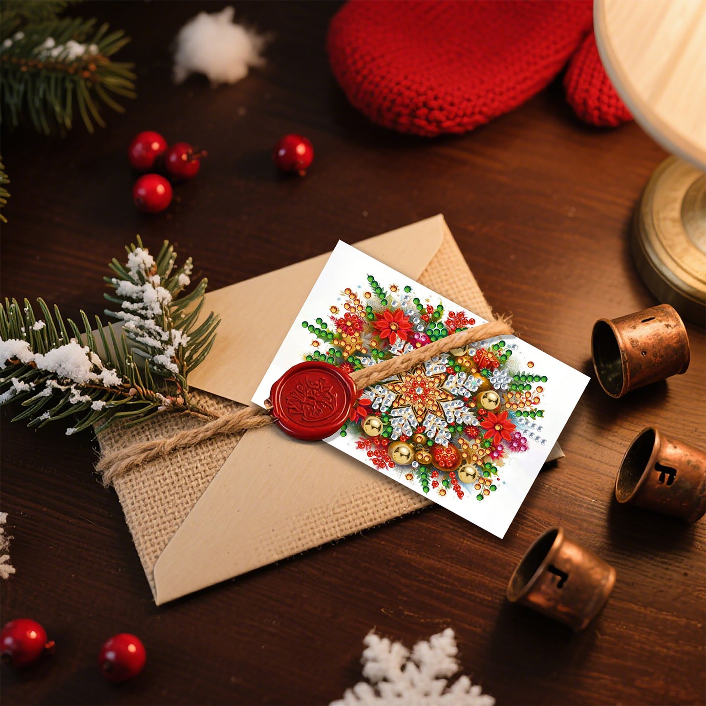 10PCS DIY Xmas Diamond Art Crystal Scratch Card Handmade Gift Card (Snowflakes)