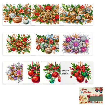 10PCS DIY Xmas Diamond Art Crystal Scratch Card Handmade Gift Card (Bells)