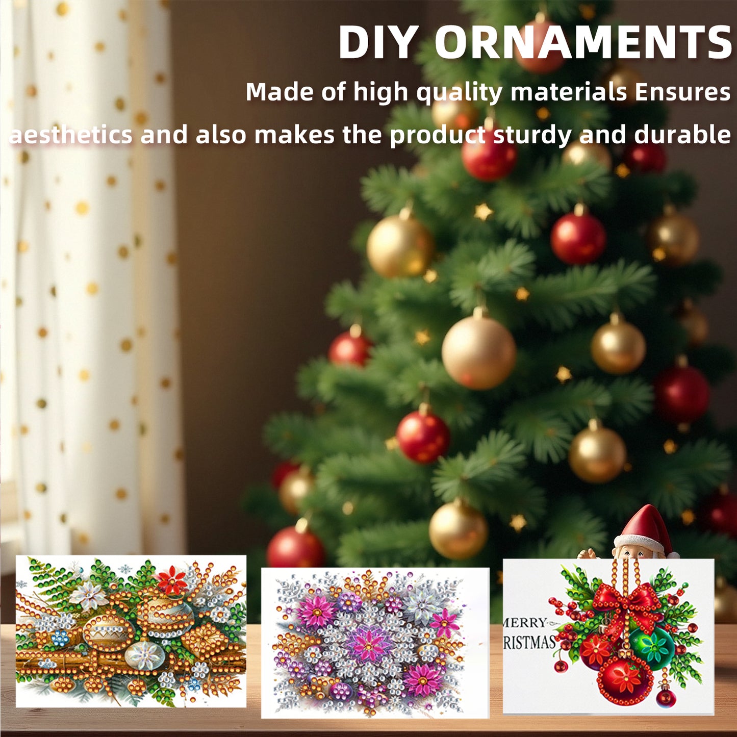 10PCS DIY Xmas Diamond Art Crystal Scratch Card Handmade Gift Card (Bells)