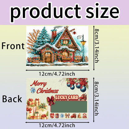 10PCS DIY Xmas Diamond Art Crystal Scratch Card Handmade Gift Card (House)