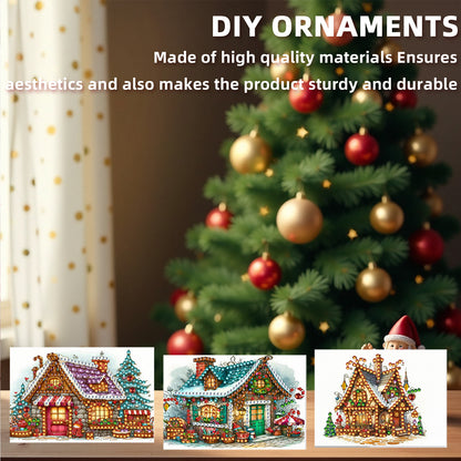 10PCS DIY Xmas Diamond Art Crystal Scratch Card Handmade Gift Card (House)