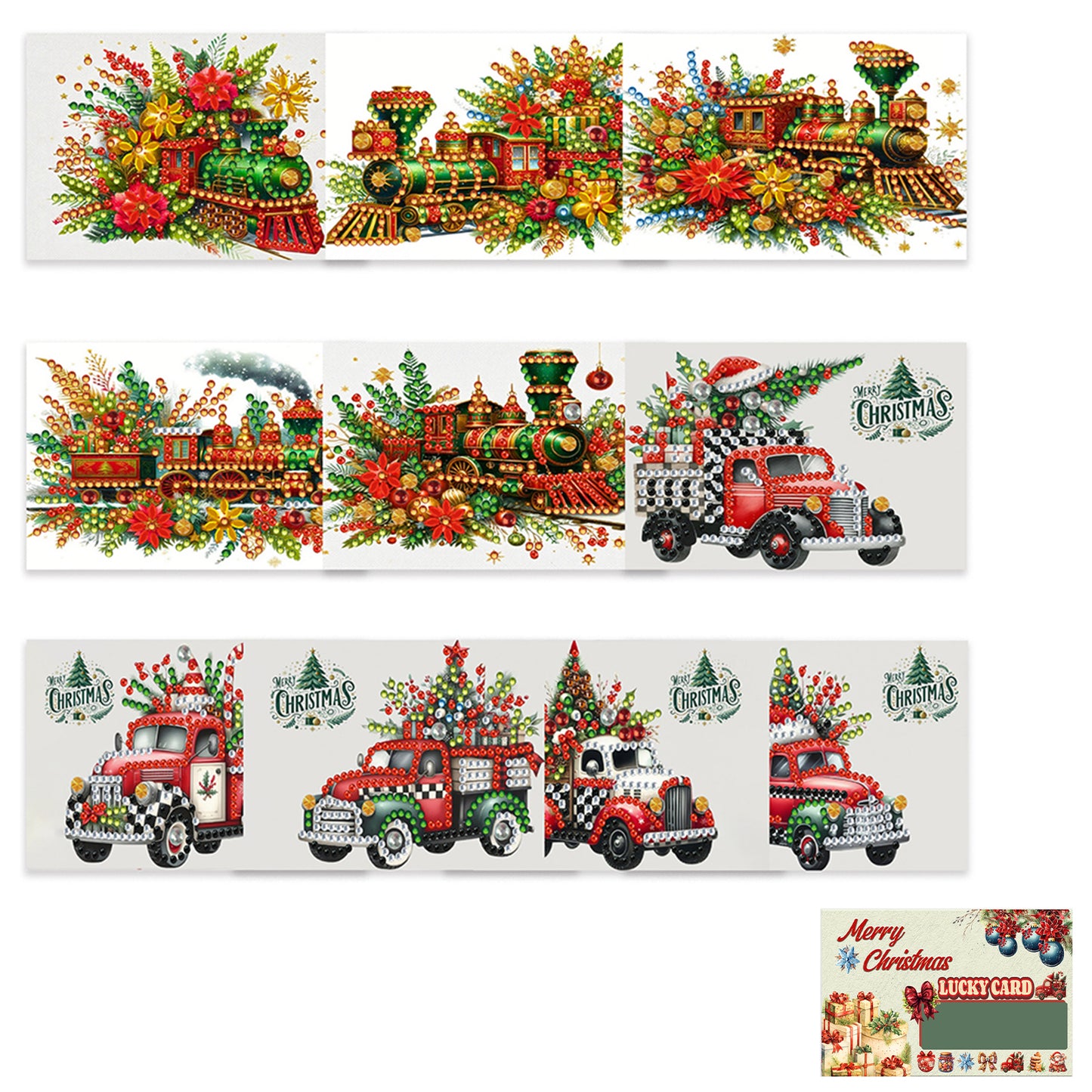 10PCS DIY Xmas Diamond Art Crystal Scratch Card Handmade Gift Card (Christmas)