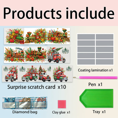 10PCS DIY Xmas Diamond Art Crystal Scratch Card Handmade Gift Card (Christmas)