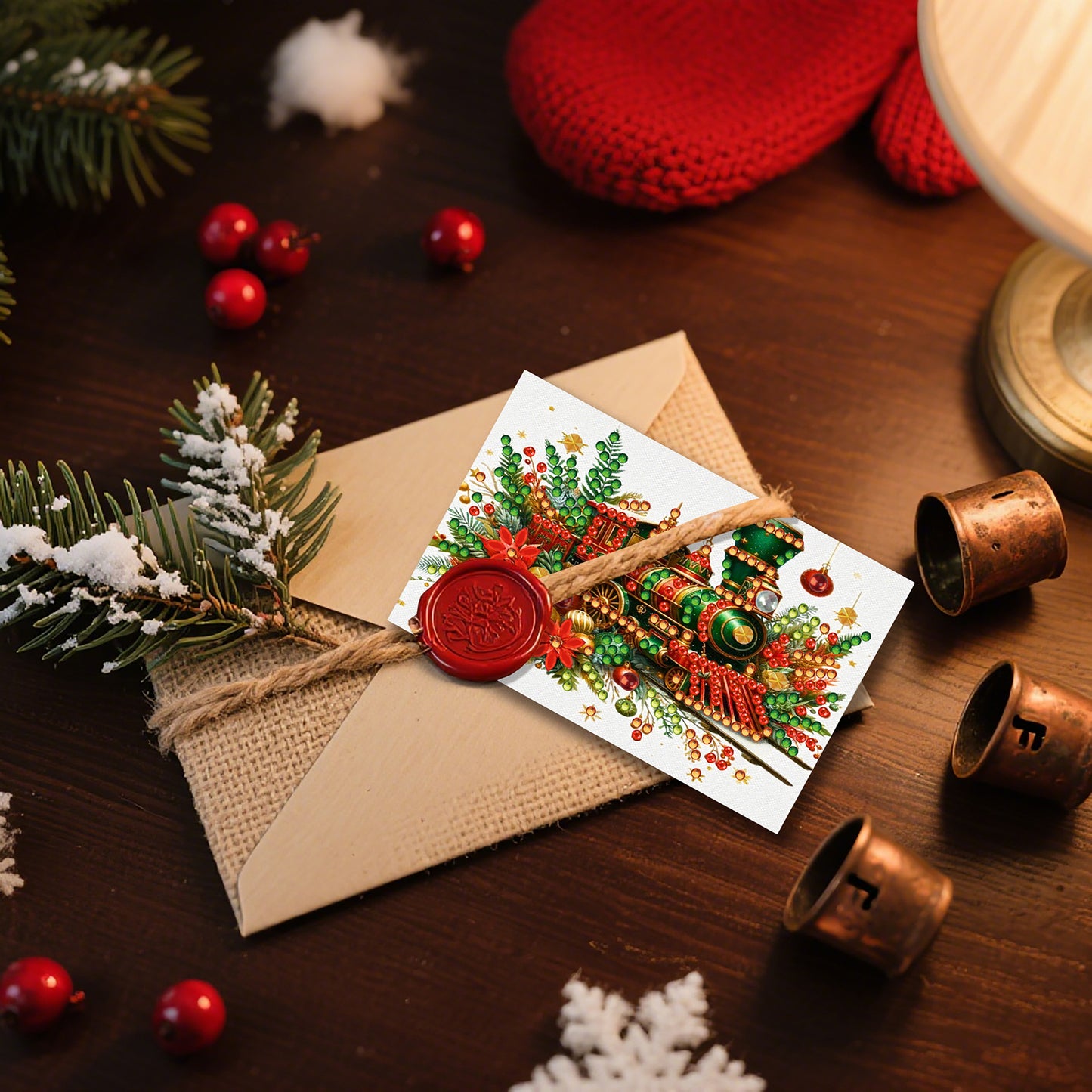 10PCS DIY Xmas Diamond Art Crystal Scratch Card Handmade Gift Card (Christmas)